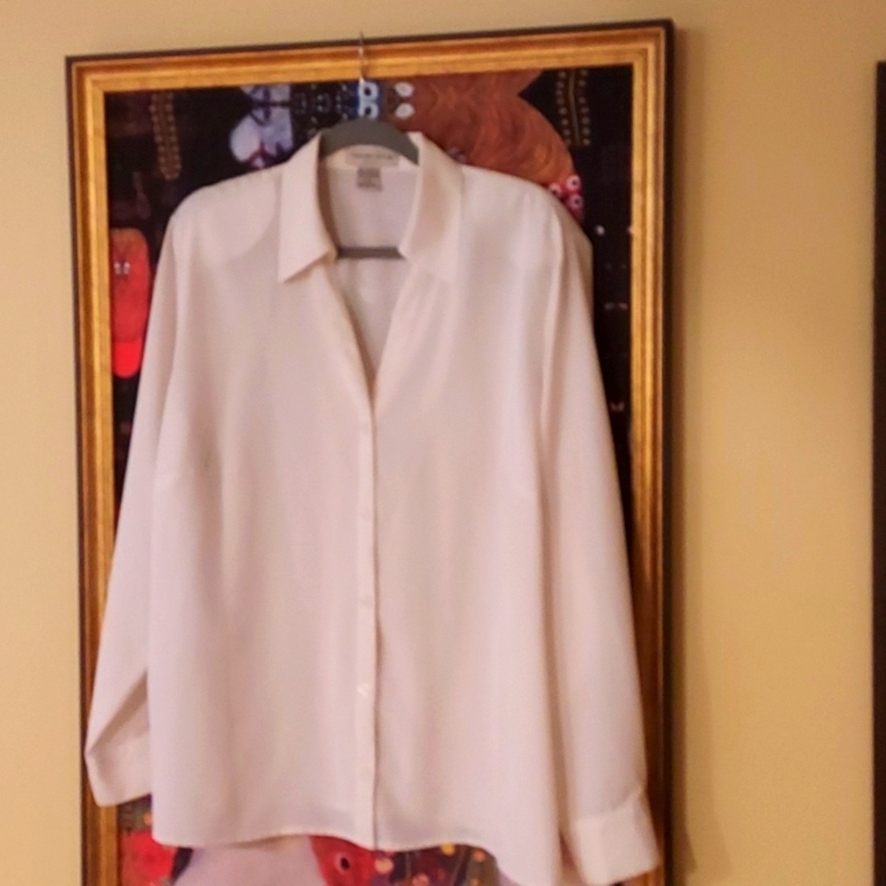 Notations vintage creme colored blouse,2x,ptp24", in excellent condition 7